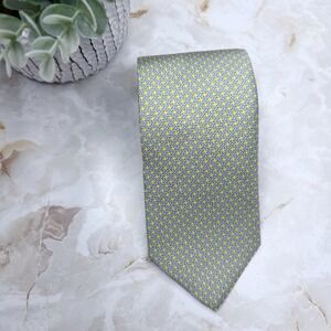 NWOT Brooks Brothers Men's Silk Geometric‎ Tie Yellow & White 60" X 3 1/8"